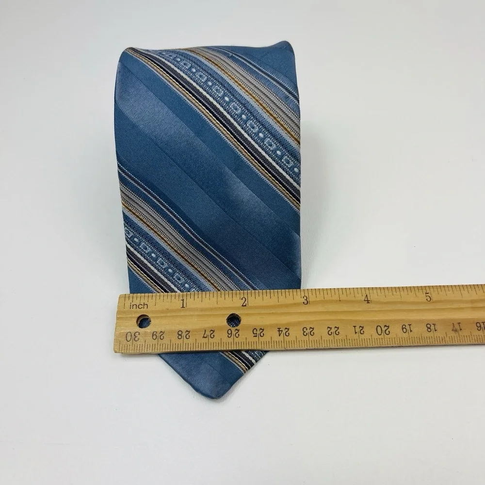 Designer Collection Tie Blue Stripes Brown Tan Necktie Polyester‎ 3